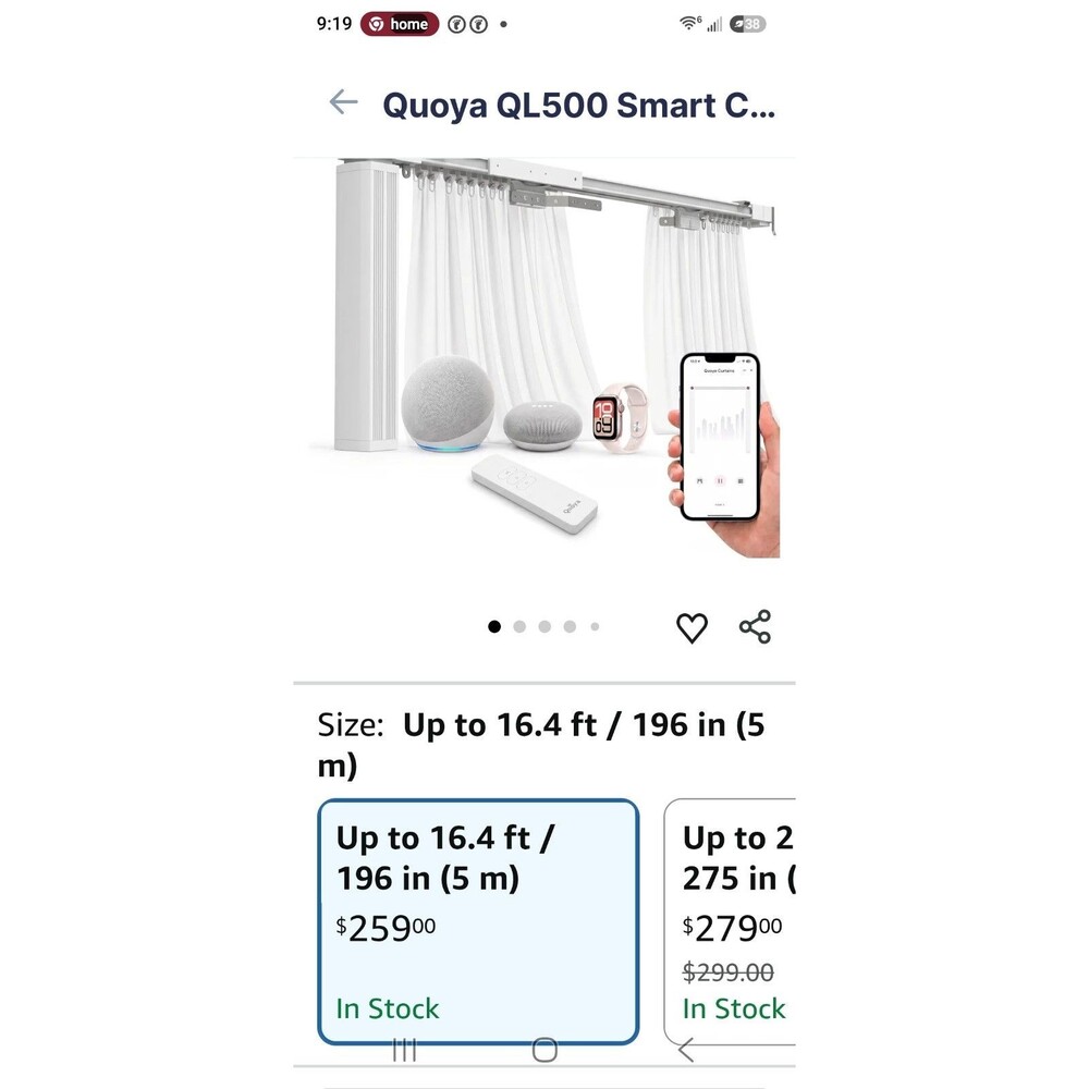 QUOYA QL600 Smart Electric Curtain Track, Motorized motor, Adjustable track leng